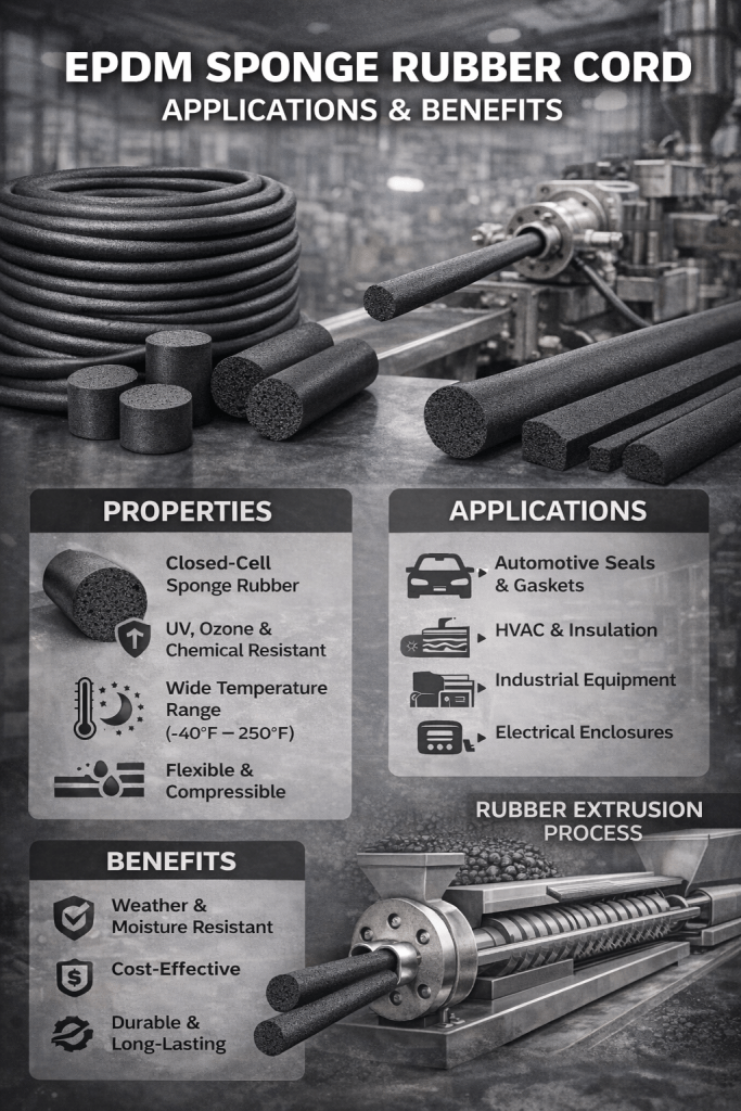 EPDM Sponge Rubber Cord Applications & Benefits