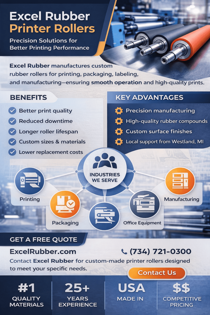 printer rollers by Excel Rubber