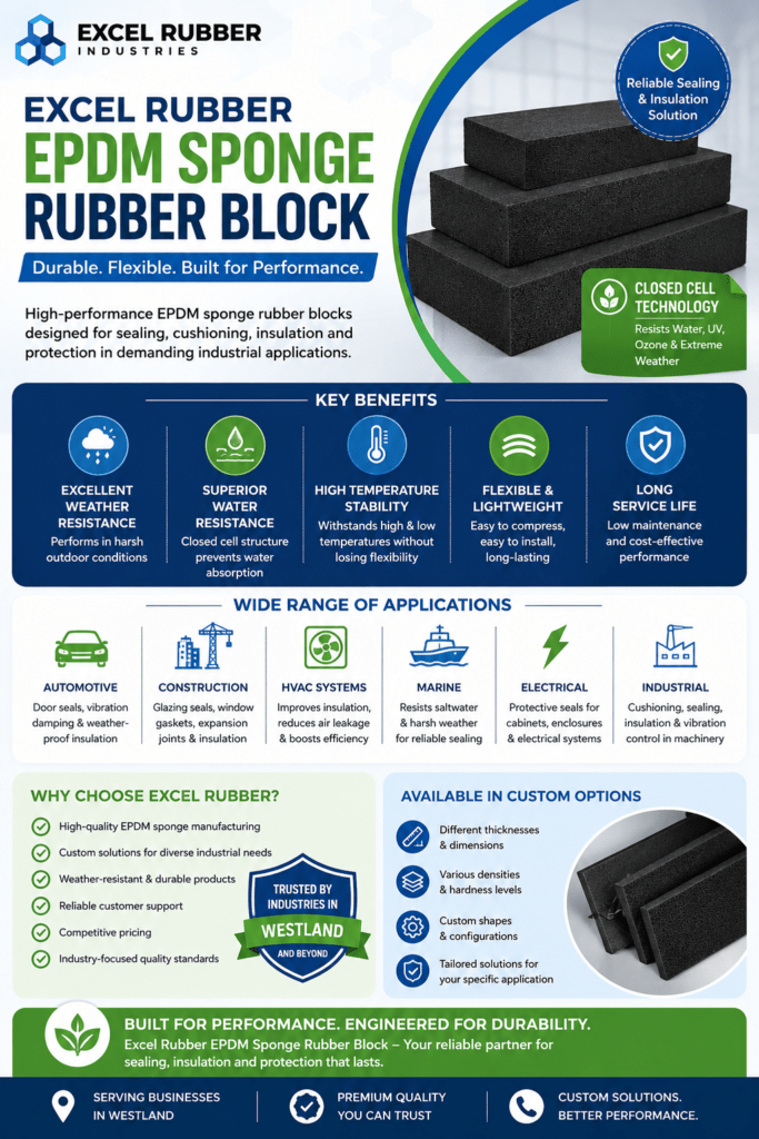 Excel Rubber EPDM Sponge Rubber Block